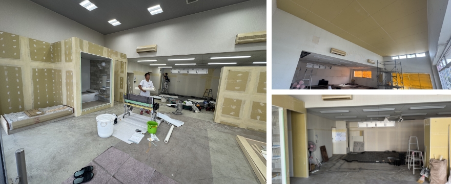 ドアや洗面器を設置している写真